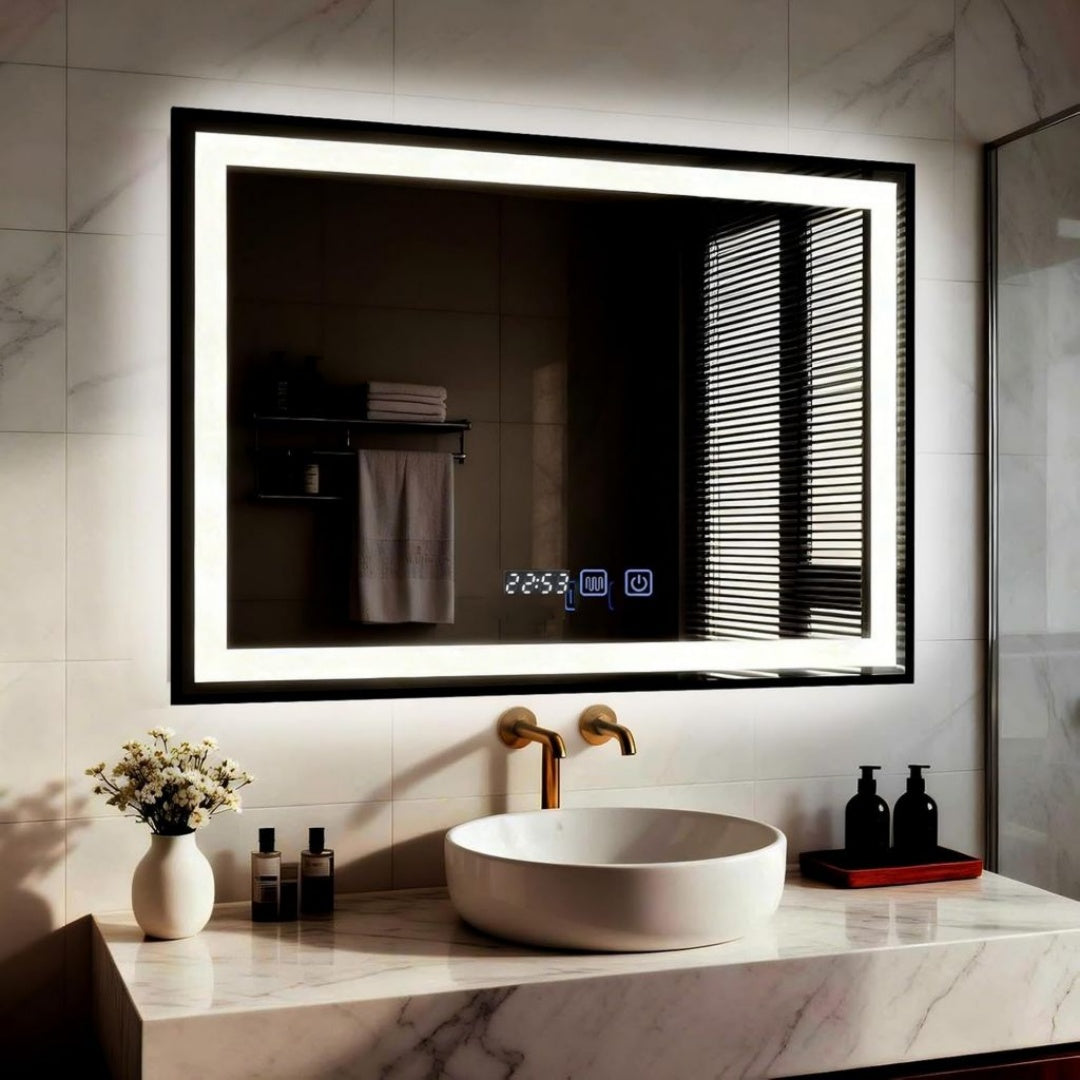Miroir de Salle de Bain Retroeclaire au Style Naturel et Moderne