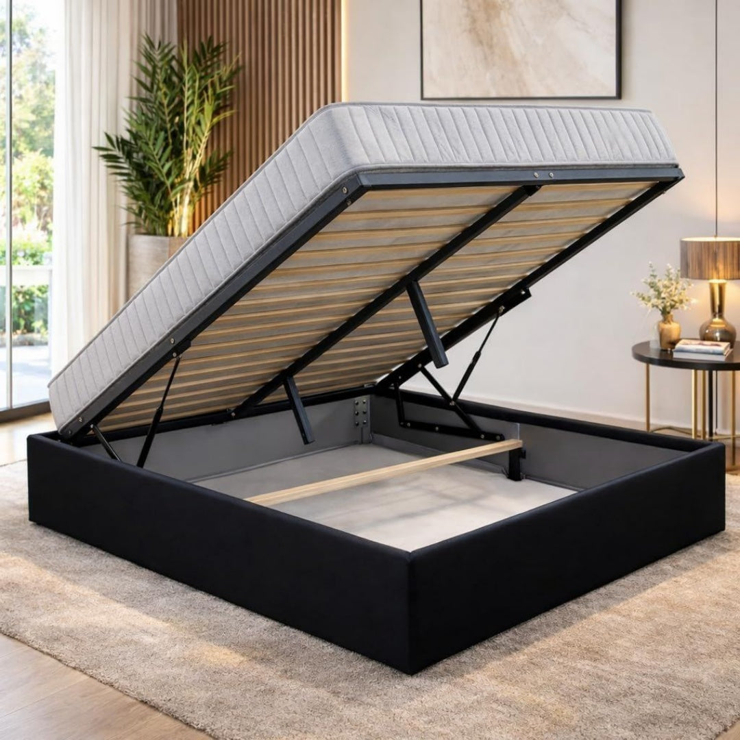 Lit Coffre avec Rangement au Style Naturel et Moderne