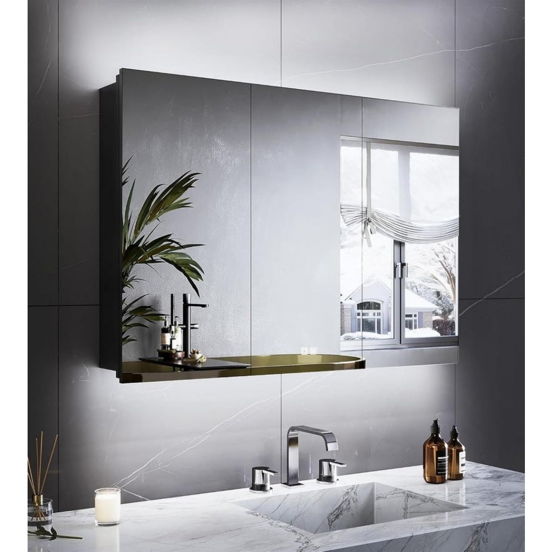 Armoire de Salle de Bain en Metal, Finition Blanc