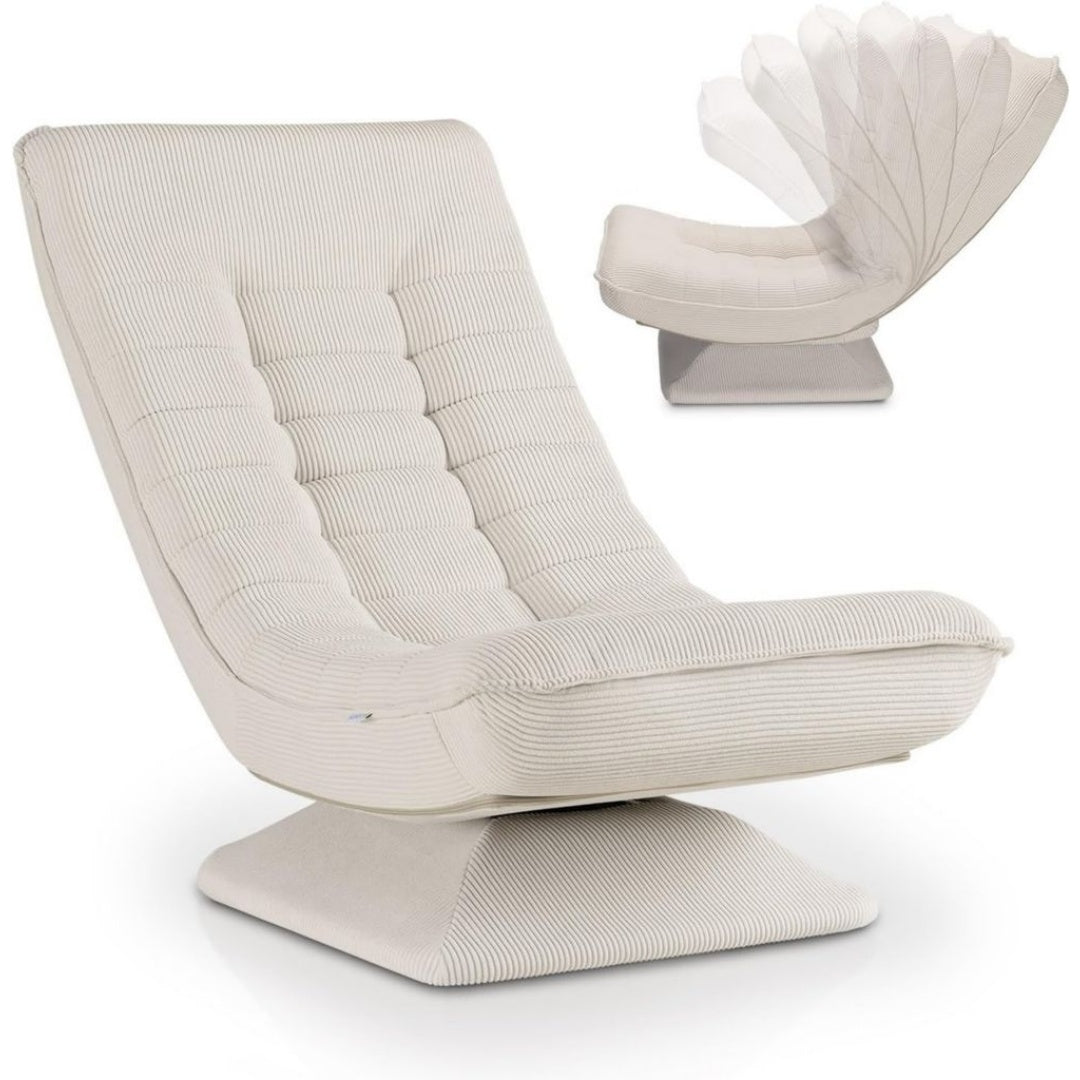 Fauteuil de Relaxation Inclinable en Velours, Finition Beige